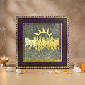 7 Horses on Raw Pyrite Frame (7x7 inches.)